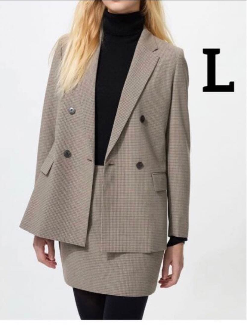 新品未使用UNIQLO ダブルジャケット　チェック　L