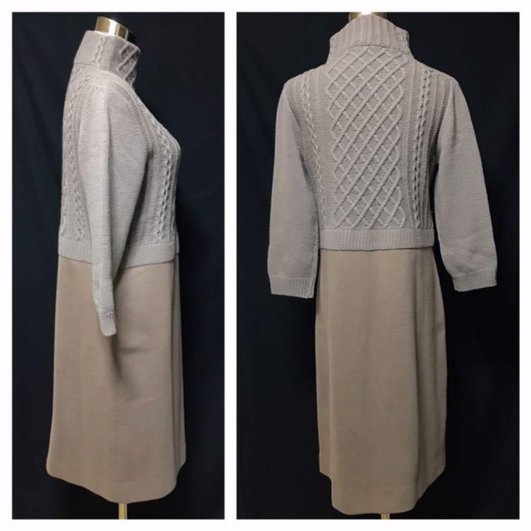 本物 最高級ライン 白タグマックスマーラ ケーブルニット切替 ワンピース