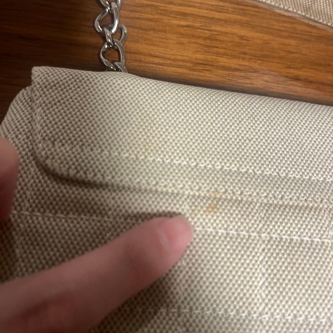 CHANELカメリアショルダーバッグ キャンバス×パテントレザー ベージュ