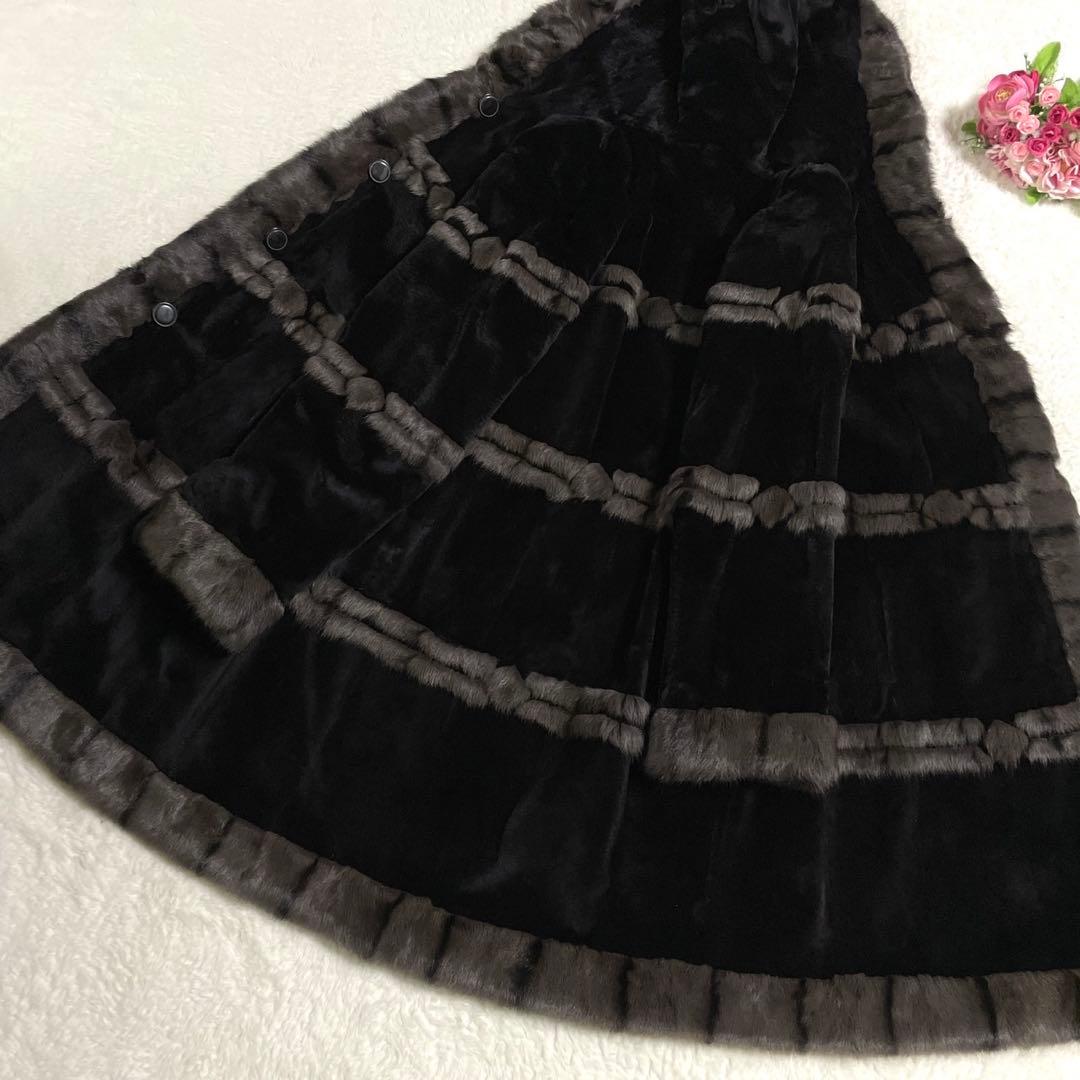 美品◎ロシアリス ヴィーゼル シルク100% リバーシブル 毛皮 ファーコート