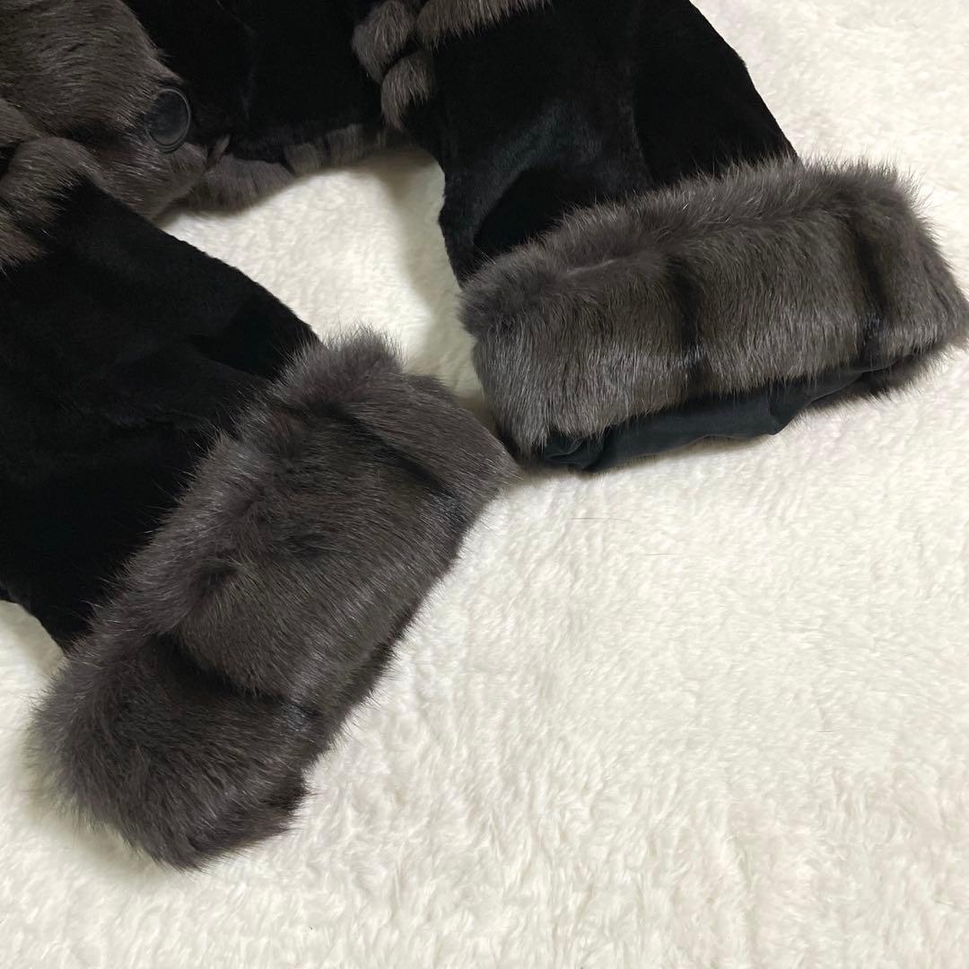 美品◎ロシアリス ヴィーゼル シルク100% リバーシブル 毛皮 ファーコート