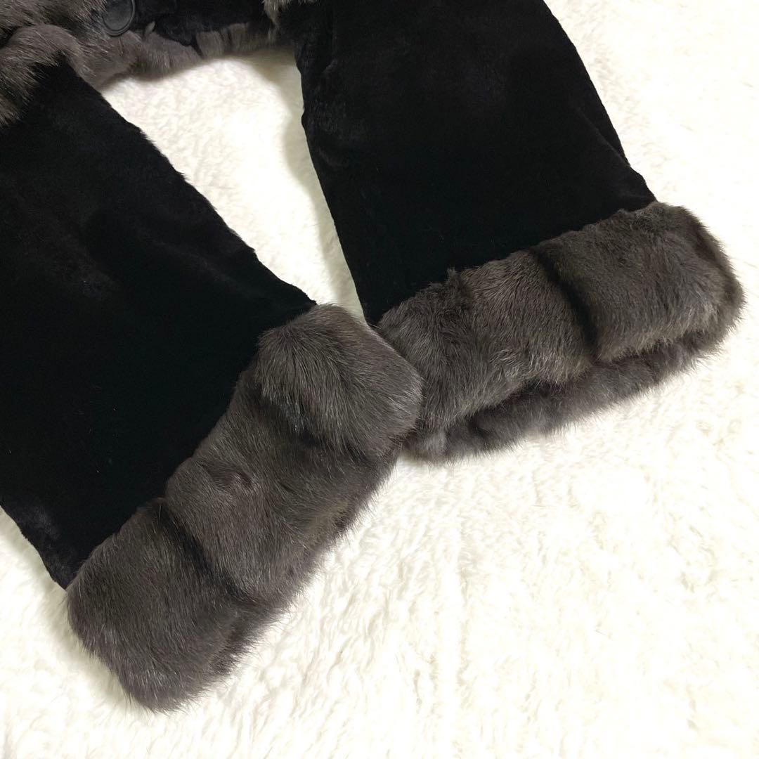 美品◎ロシアリス ヴィーゼル シルク100% リバーシブル 毛皮 ファーコート