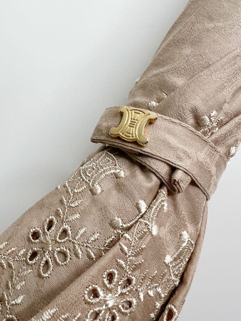 CELINE 日傘 ベージュ 刺繍 logo