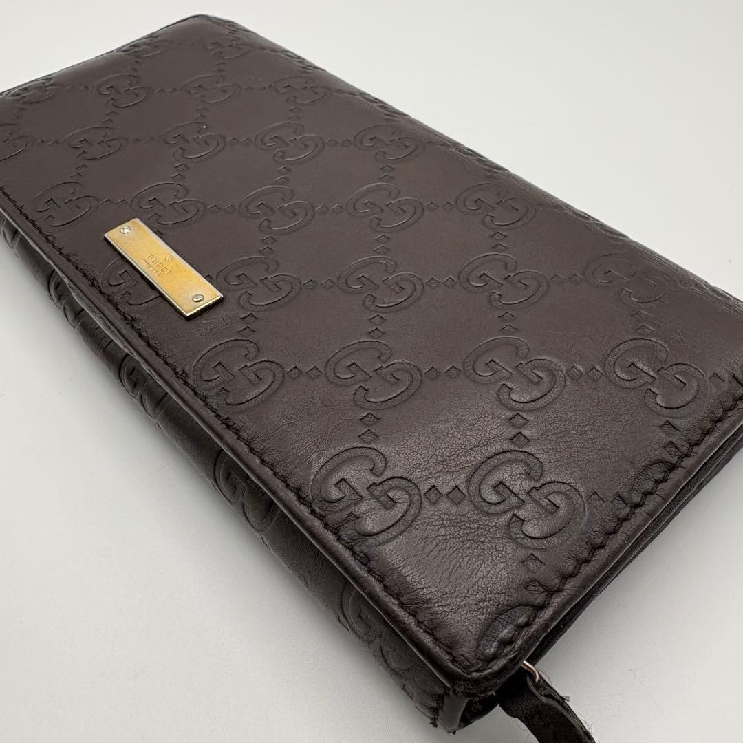GUCCI GGモチーフ レザー長財布 ダークブラウン