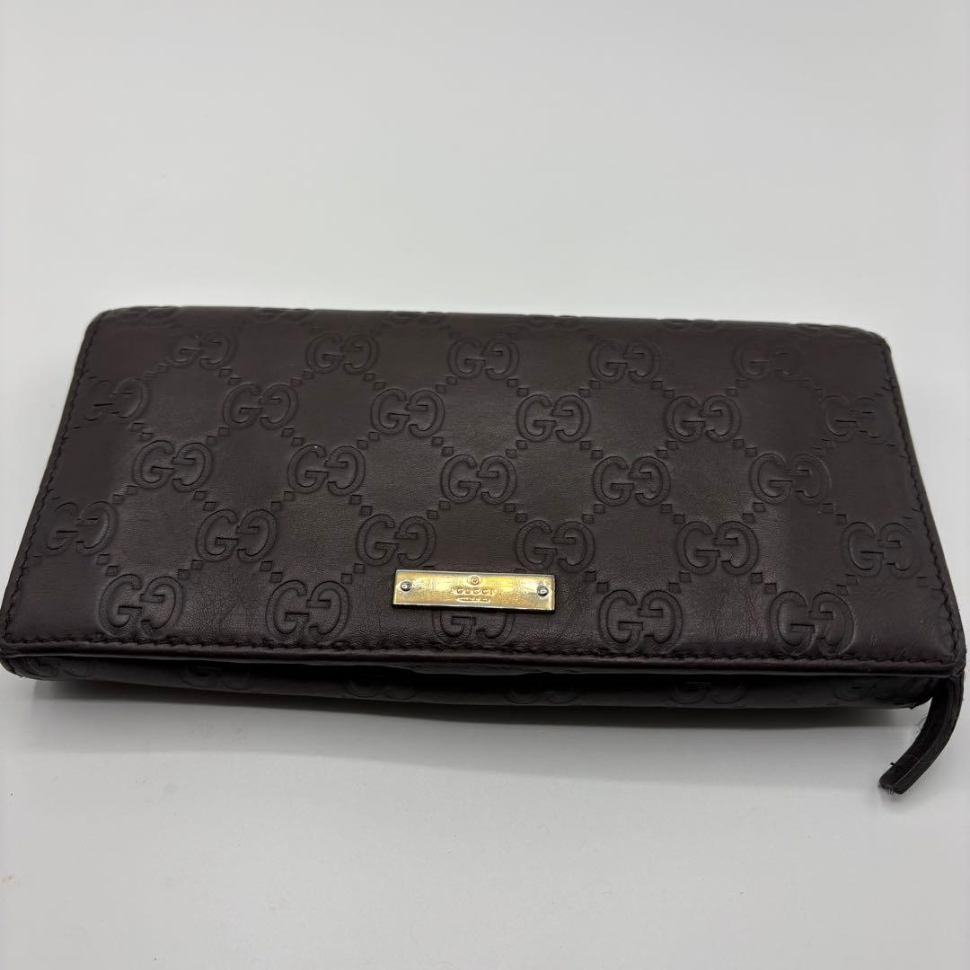 GUCCI GGモチーフ レザー長財布 ダークブラウン