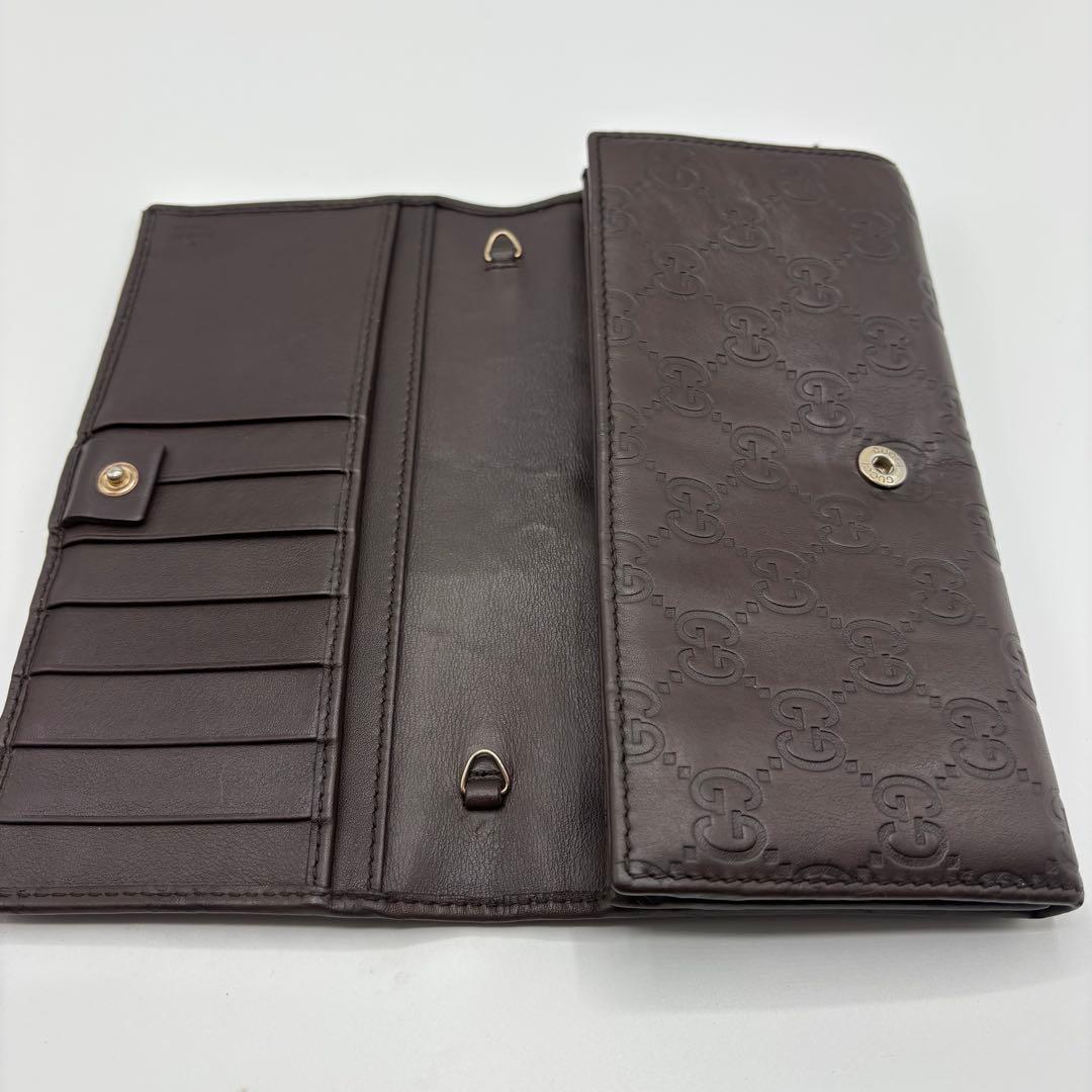 GUCCI GGモチーフ レザー長財布 ダークブラウン