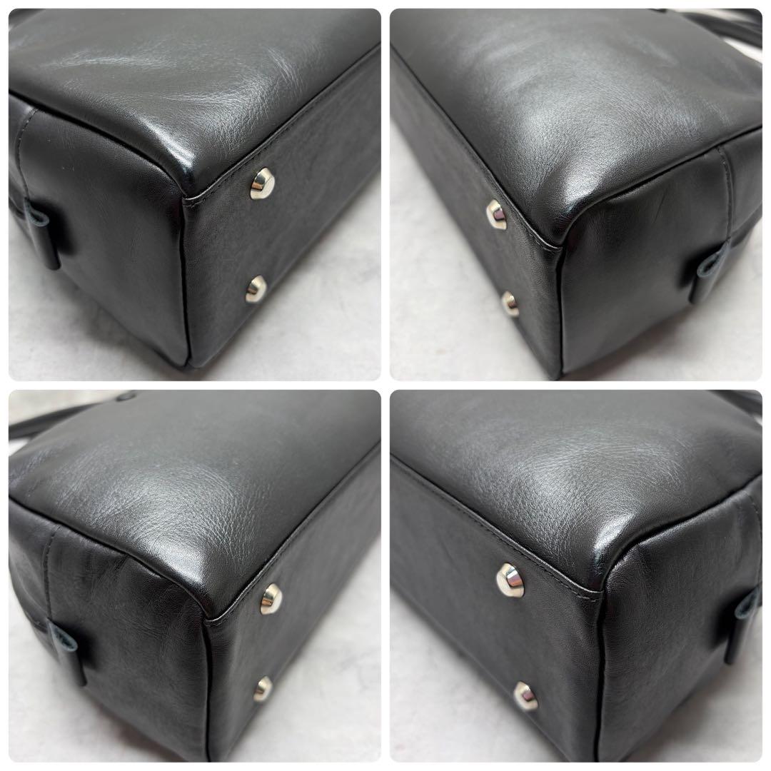 中川政七商店 上質レザー ハンドバッグ ミニボストン 黒 日本製