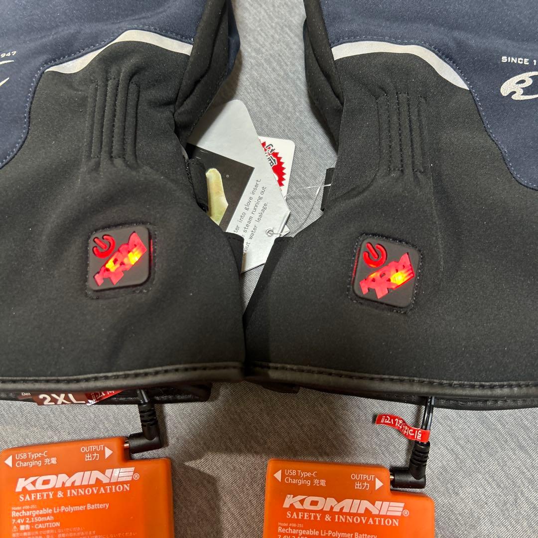 【ほぼ新品】【おまけ付き】コミネ 電熱グローブ、バッテリーセット