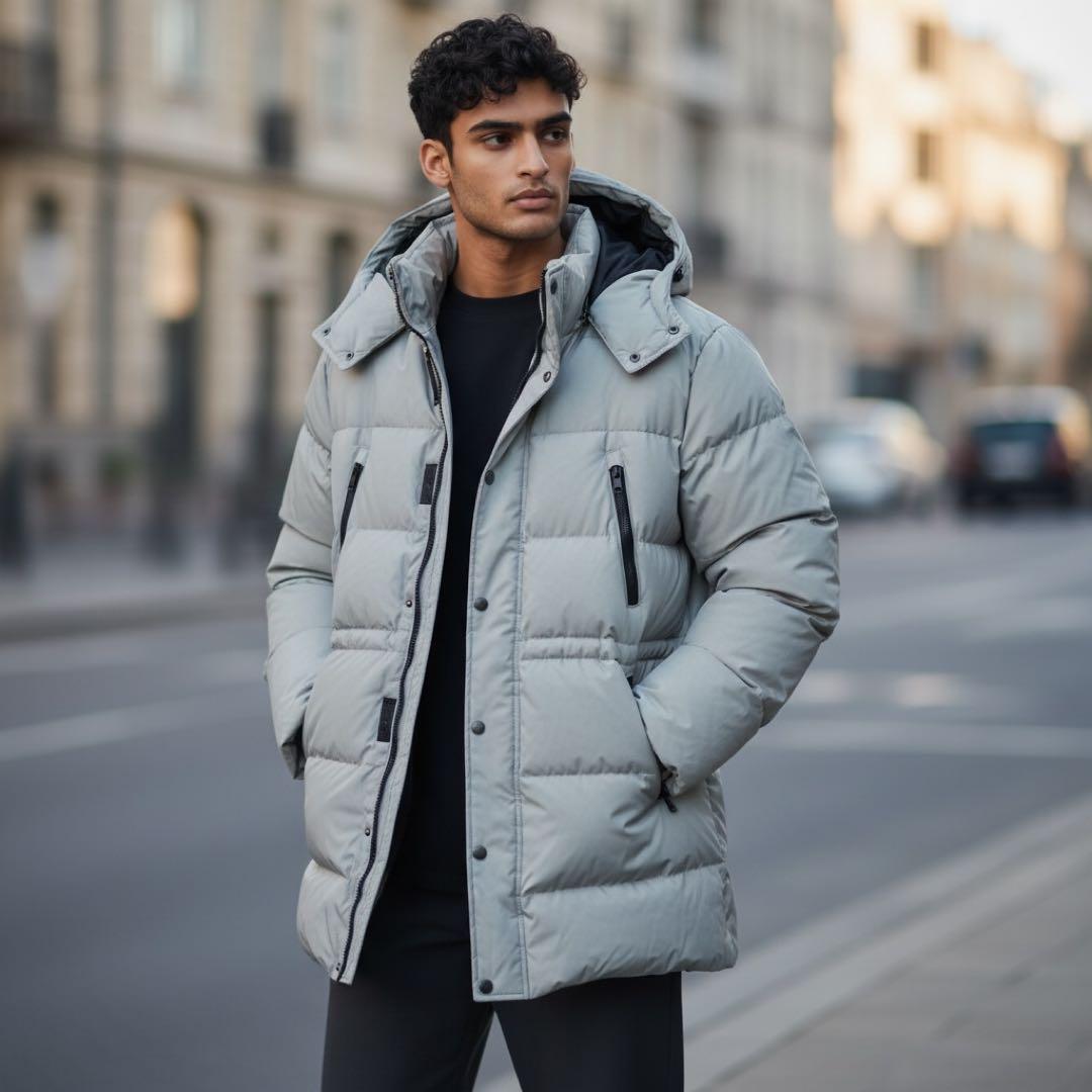 AIGLE（エーグル） ダウンコート ライトグレー系／フード付き／防寒性◎