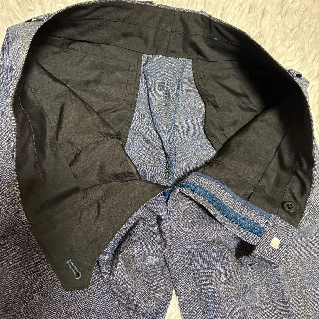 スーツセレクト　スーツ　3ピース　ブルー　格子柄　背抜き　ビジネス　冠婚葬祭