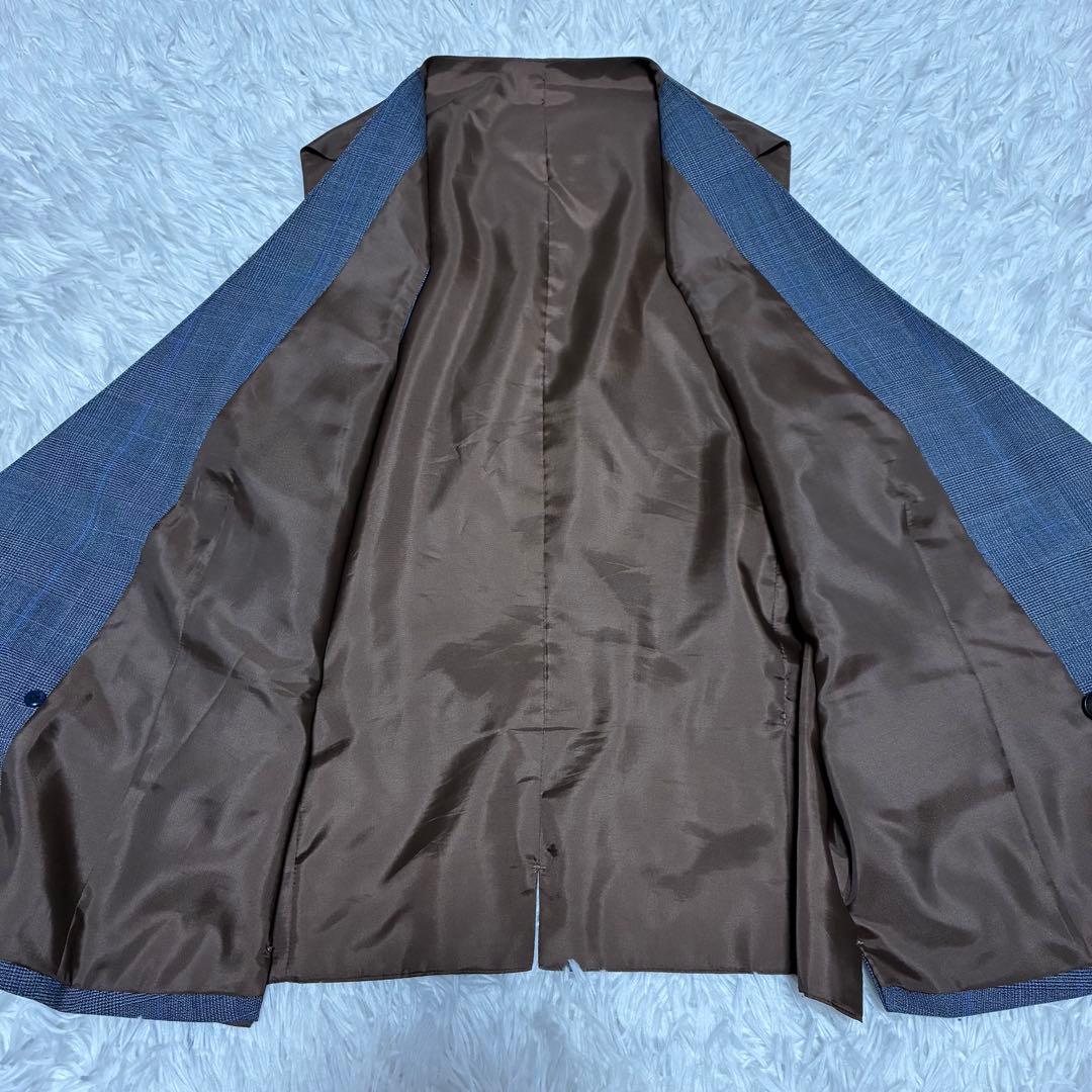 スーツセレクト　スーツ　3ピース　ブルー　格子柄　背抜き　ビジネス　冠婚葬祭