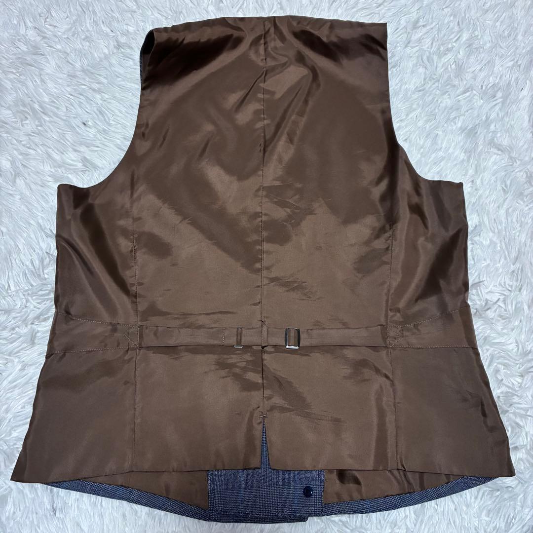 スーツセレクト　スーツ　3ピース　ブルー　格子柄　背抜き　ビジネス　冠婚葬祭