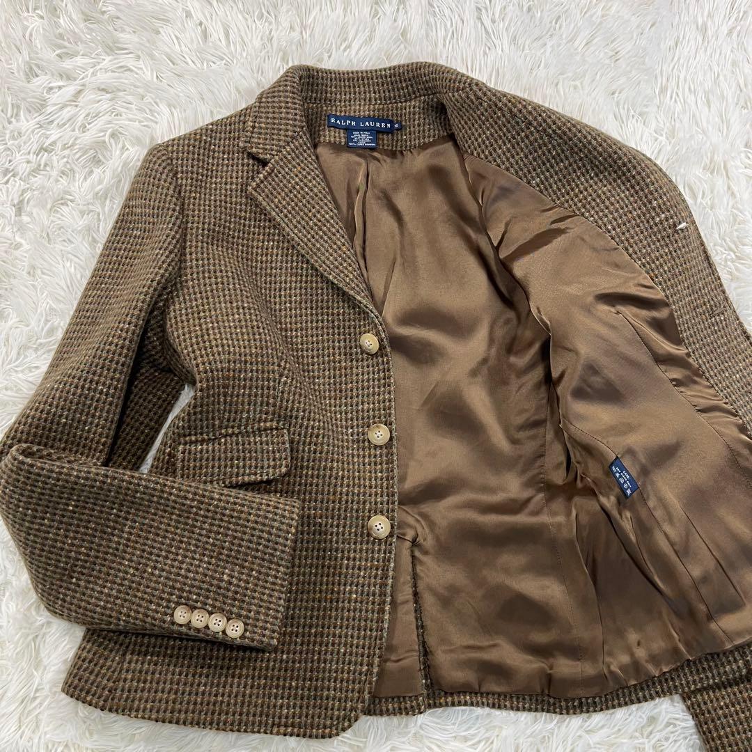 イタリア製✨カシミヤ混✨ラルフローレン　レディースジャケット　ツイード　L相当