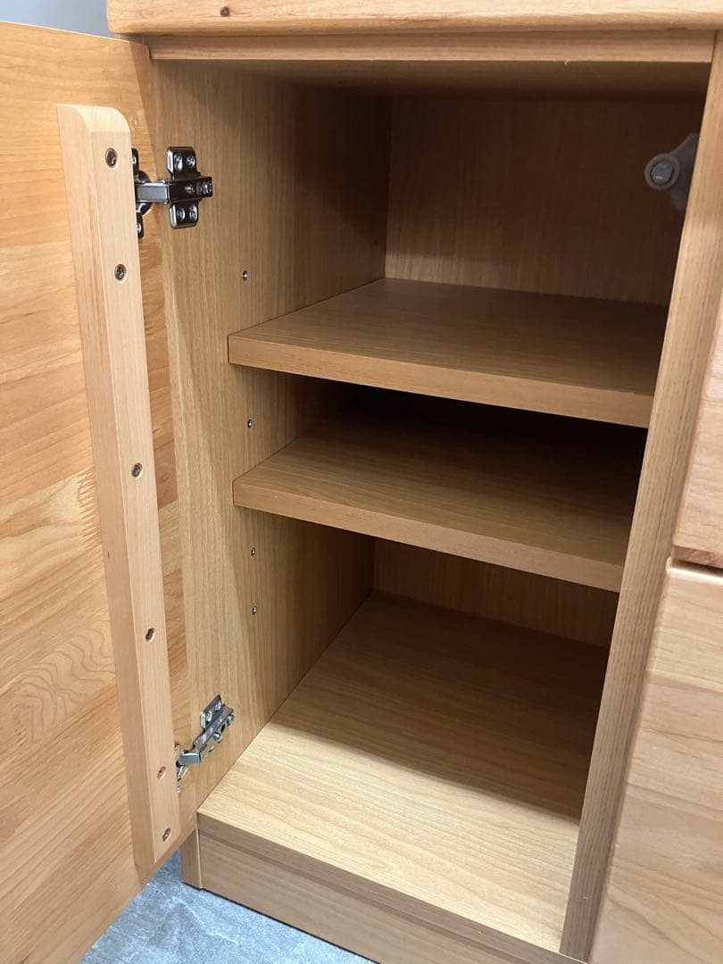 美品☆ニトリ　カップボード　食器棚　キッチンボード　天然木★