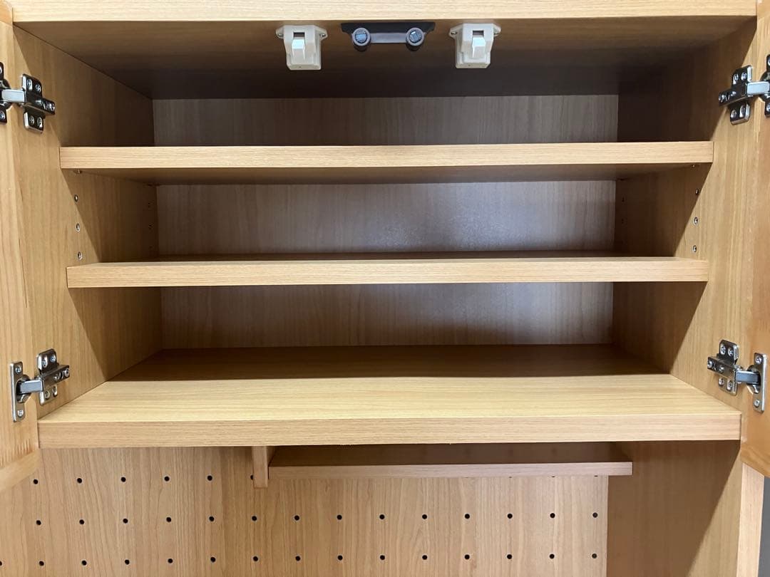 美品☆ニトリ　カップボード　食器棚　キッチンボード　天然木★