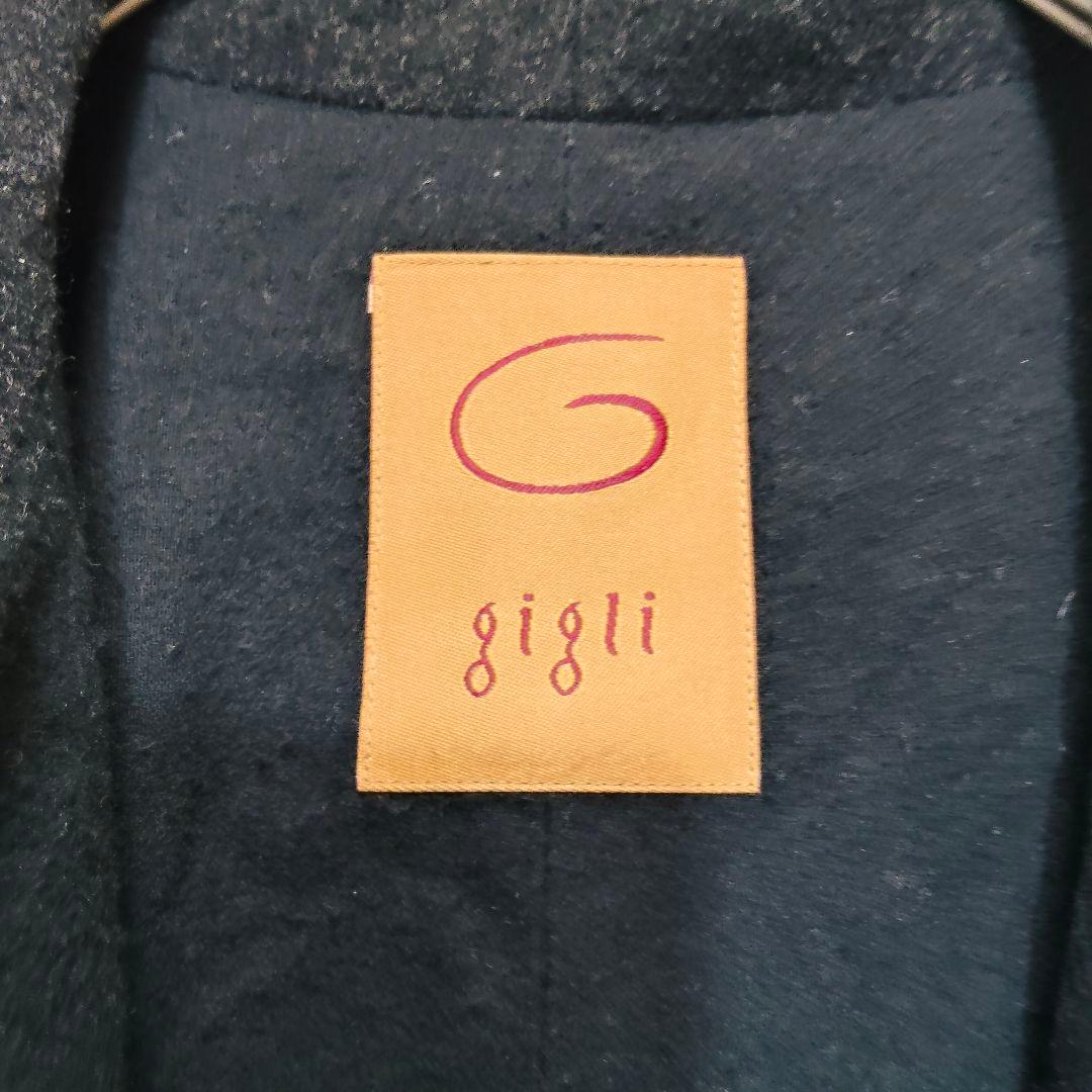 【希少】ジリ 日本製フード付き ブラック ケープ 無地 毛混 GIGLI