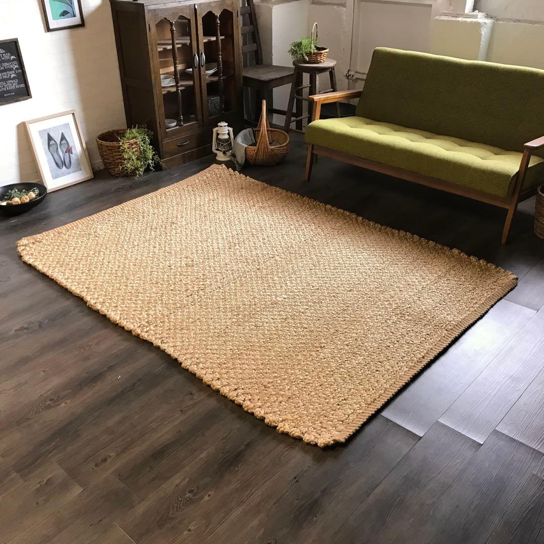 144x197cm ラグ ラグマット 麻 ジュート 夏用 天然素材 店舗使用可