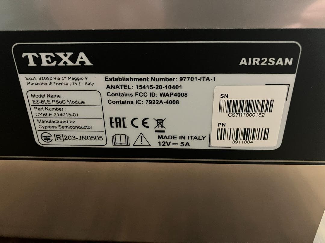 TEXA AIR2 SAN オゾン除菌・消臭機（プロ仕様・イタリア製）