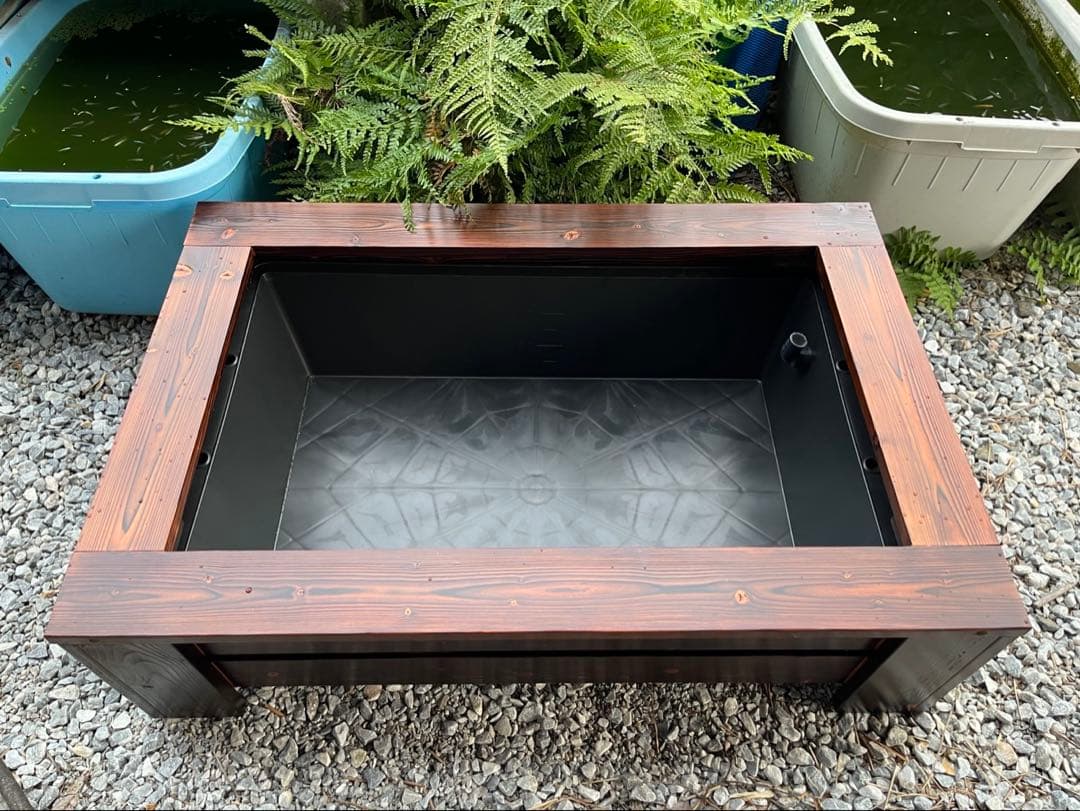 在庫限り⭐️【新品】60Lトロ舟と木枠のセット　めだか飼育ケース　ビオトープ