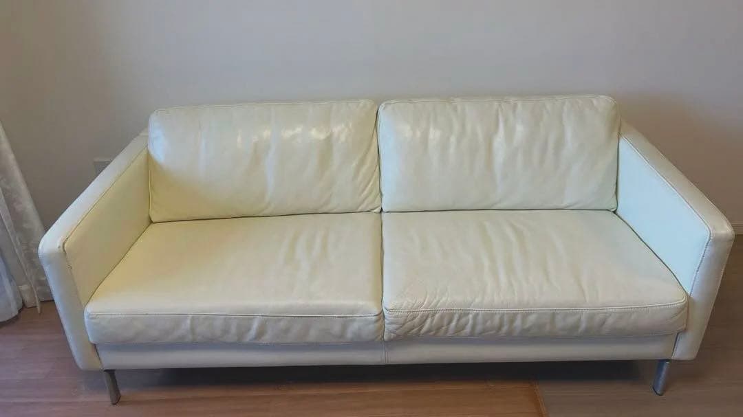 【限定価格】大塚家具　2人掛けワイドソファ　総革張り