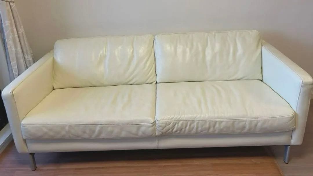 【限定価格】大塚家具　2人掛けワイドソファ　総革張り