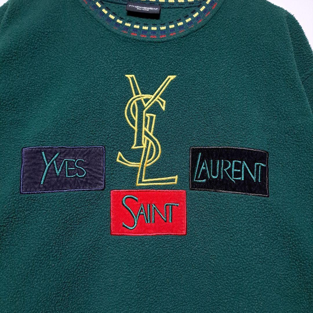 レア！イタリア製 90s イヴサンローラン 刺繍ロゴ フリース トレーナー