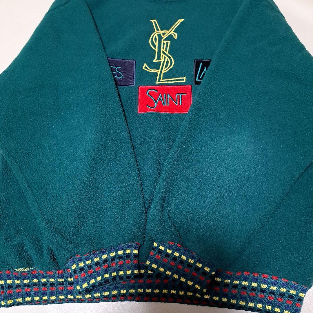 レア！イタリア製 90s イヴサンローラン 刺繍ロゴ フリース トレーナー