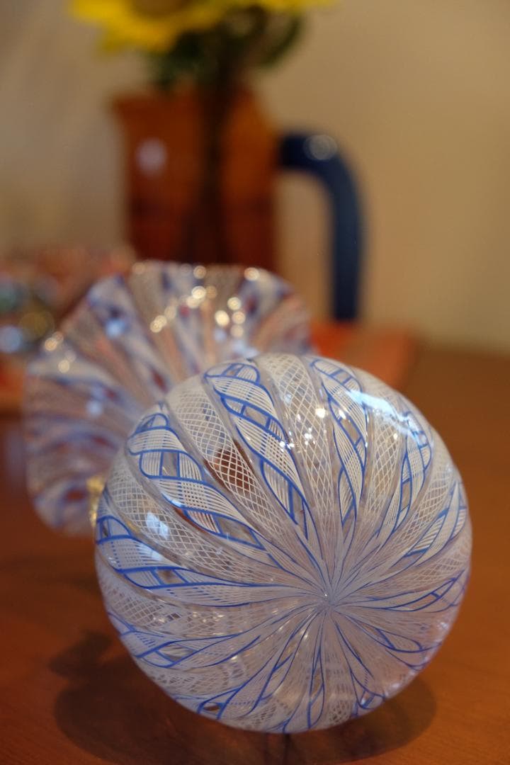レースガラス 花瓶 ベネチアングラス ムラーノガラス アンティーク 江波冨士子