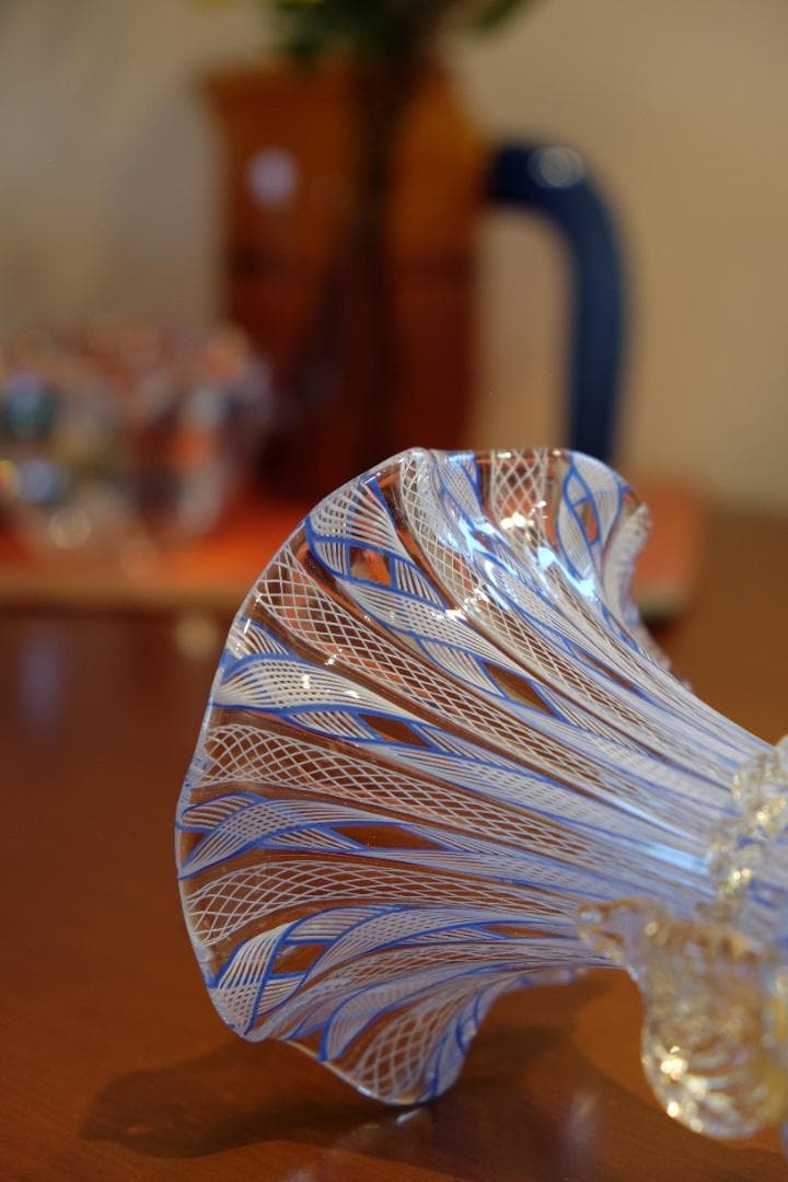 レースガラス 花瓶 ベネチアングラス ムラーノガラス アンティーク 江波冨士子