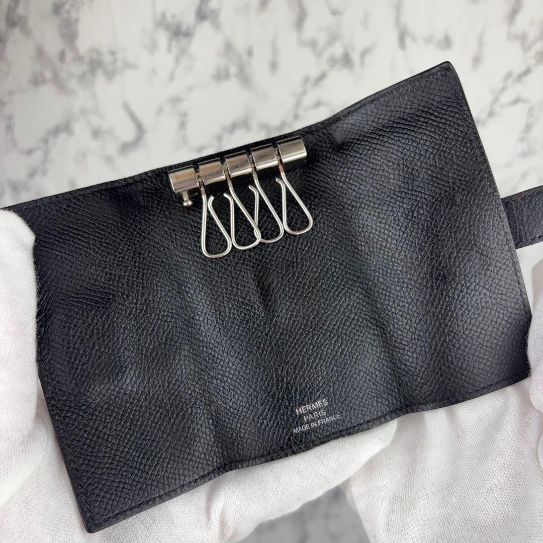 104 HERMES ベアン　キーケース　4連　シルバー　C刻印