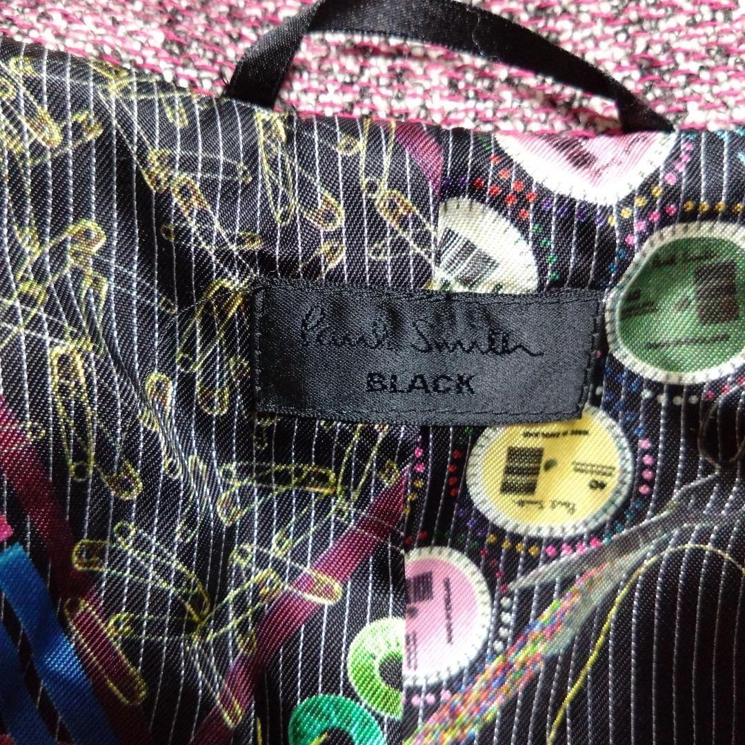 ポールスミス テーラードジャケット ツイード グレー ボルドー バイカラー L