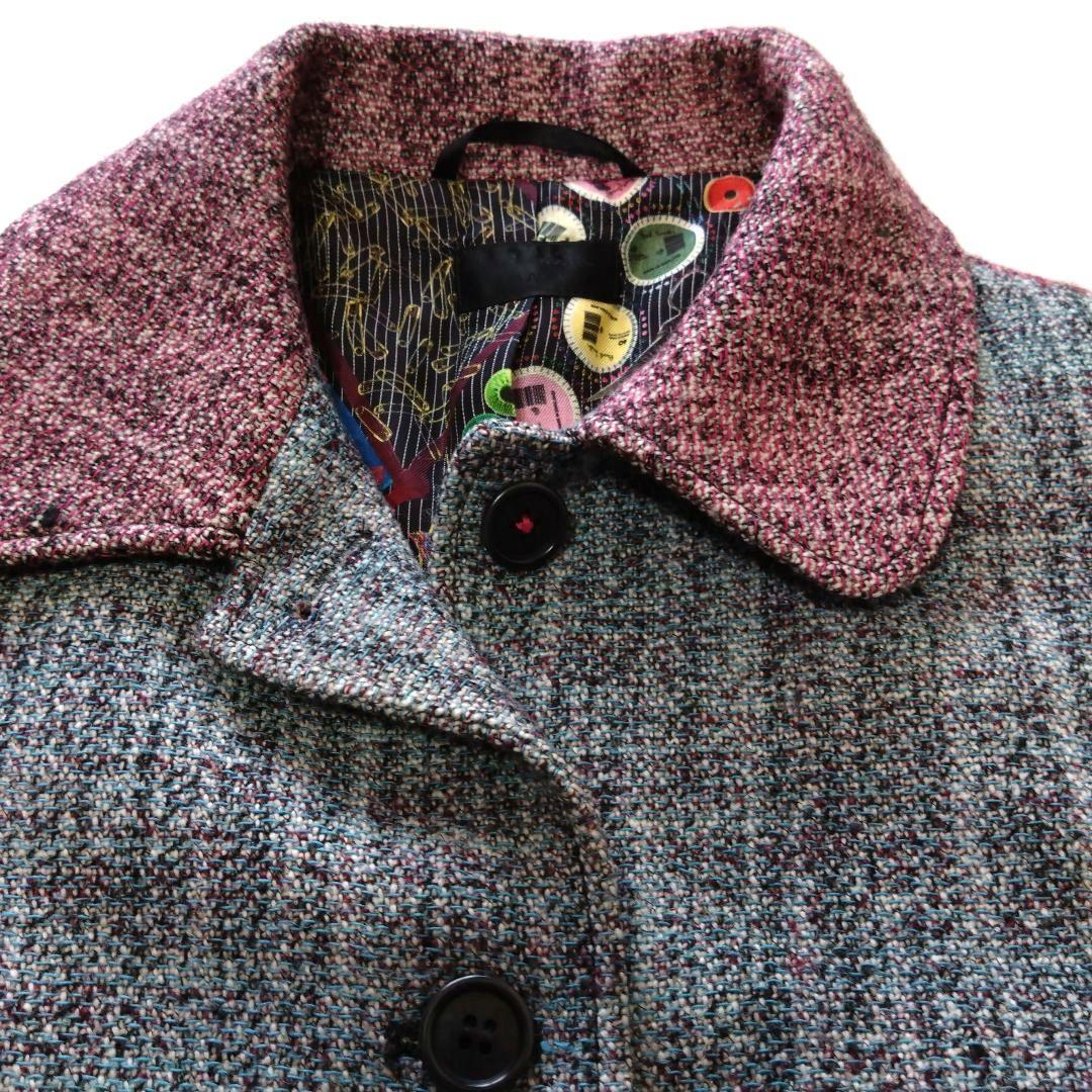 ポールスミス テーラードジャケット ツイード グレー ボルドー バイカラー L