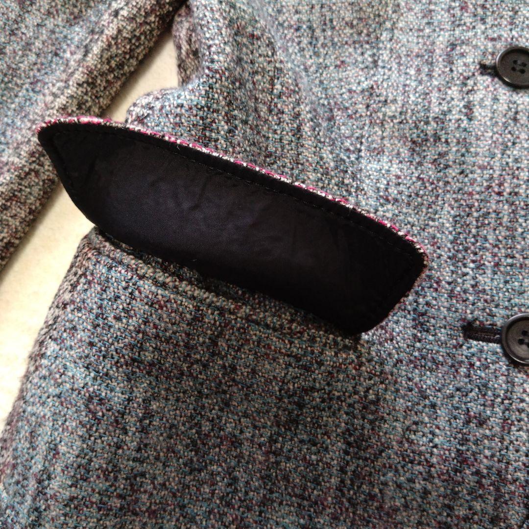 ポールスミス テーラードジャケット ツイード グレー ボルドー バイカラー L