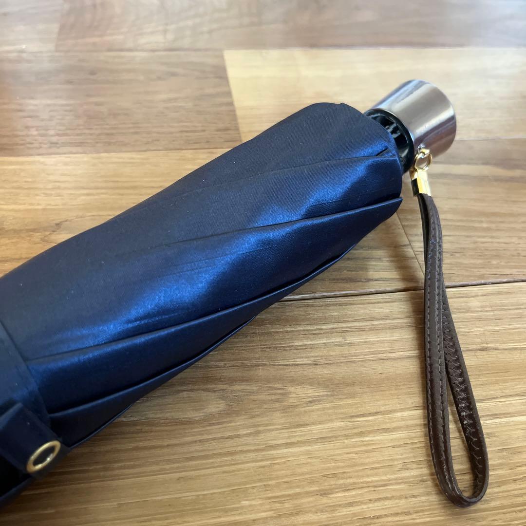 未使用 前原光榮商店 シャンタン 折りたたみ 晴雨兼用日傘 ネイビー 伝統工芸