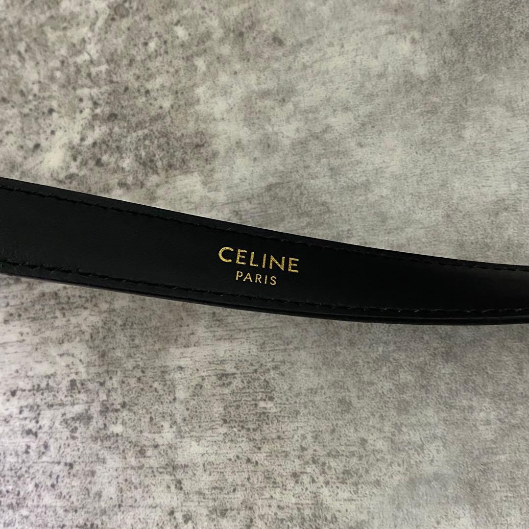 セリーヌ レザー トリオンフ ゴールド バックル ナロー ベルト
