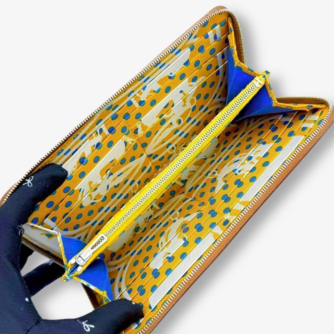 【美品】エルメス HERMES 長財布　アザップシルクイン エプソン　ゴールド