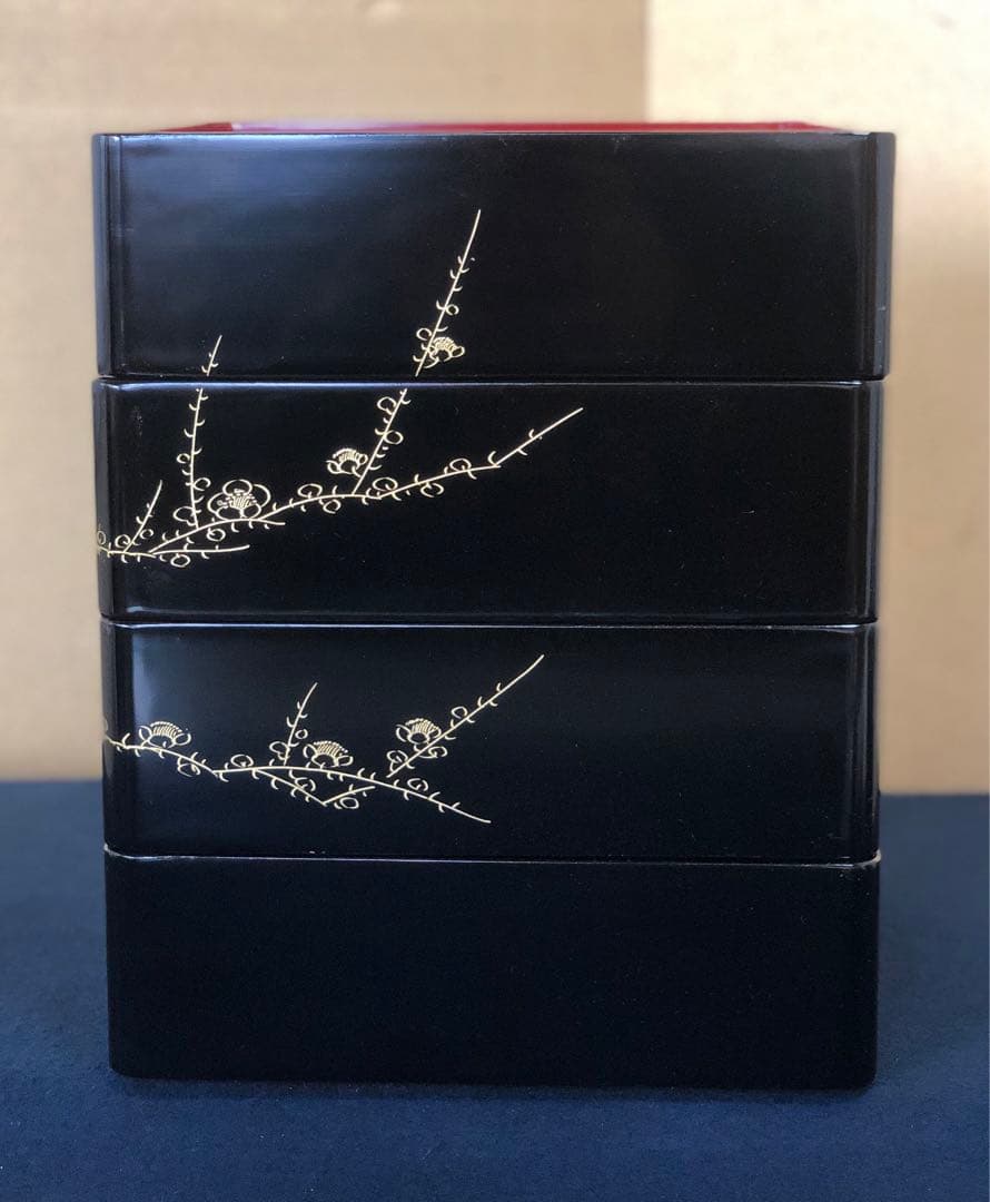 ❗️割引《R》黒内朱 沈金松竹梅 四段重 替蓋付 木箱　251117え2