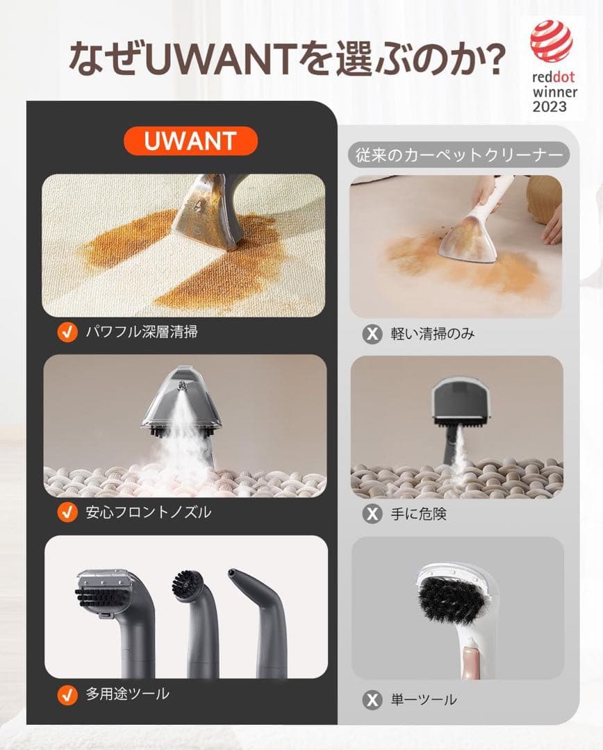 新品スチームクリーナー 18000Pa 超強吸引力 リンサークリーナー 布洗浄機