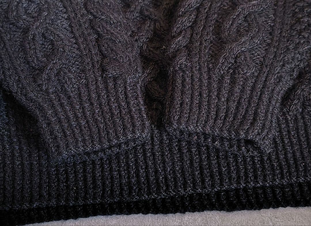 極美品 インバーアラン 1A ウール クルーネック アラン ニット ブラック