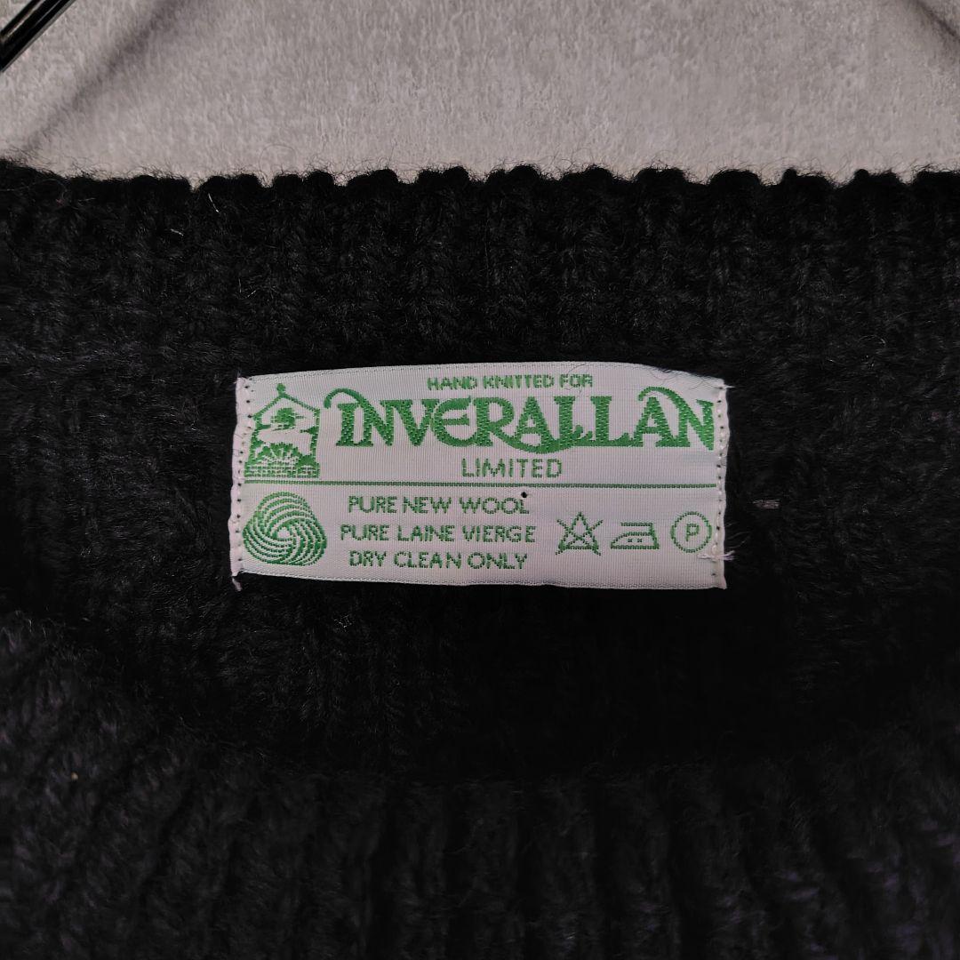 極美品 インバーアラン 1A ウール クルーネック アラン ニット ブラック