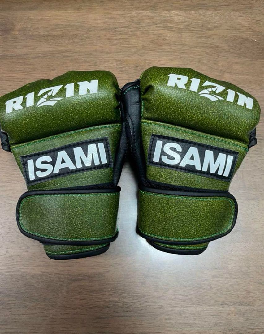 RIZIN ISAMI グリーン オープンフィンガーグローブ　Mサイズ
