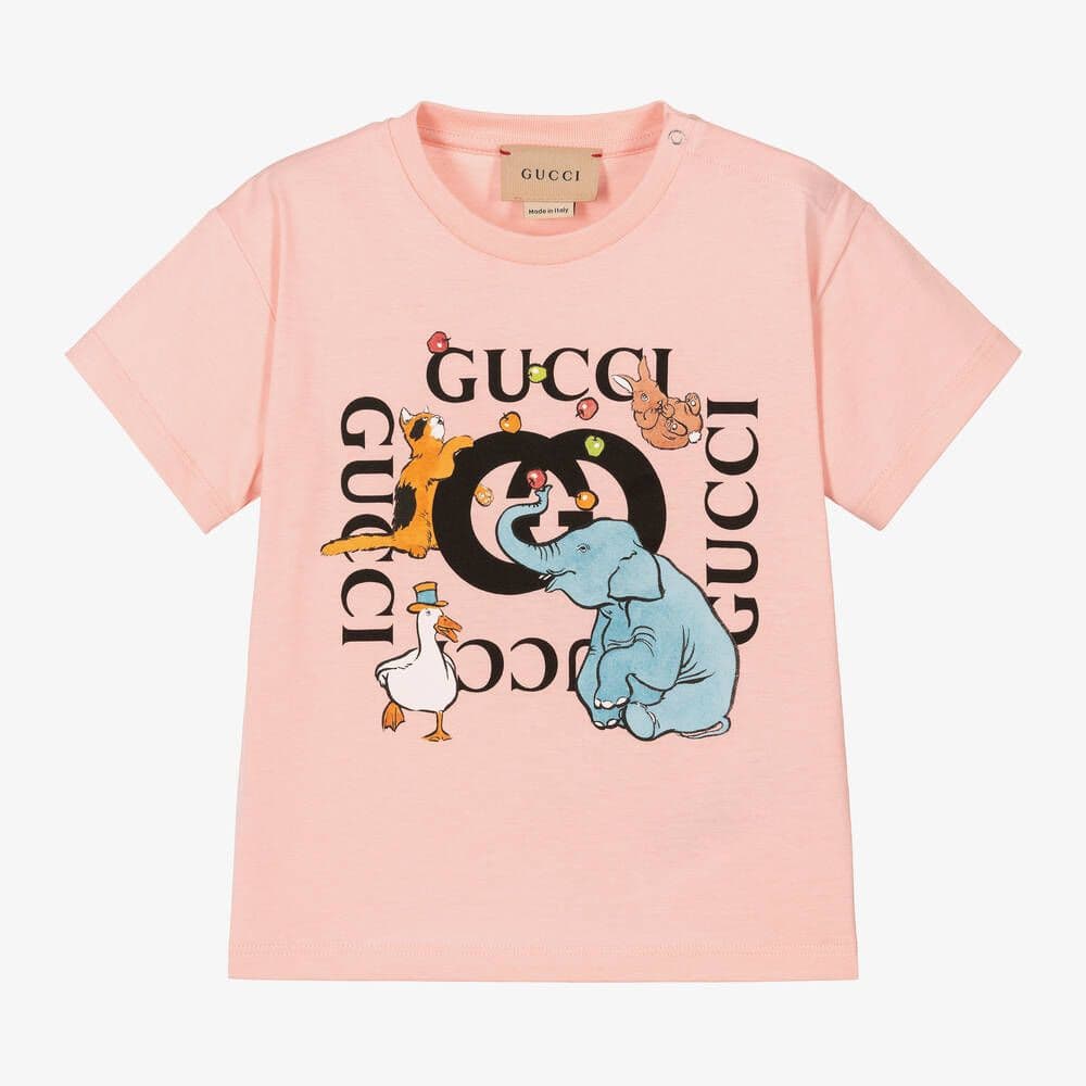 GUCCI BABY 正規品 動物プリント Tシャツ ピンク 100cm