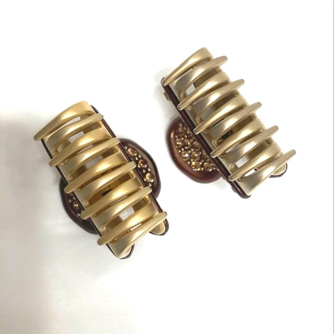 アレクサンドルドゥパリ　ヴァンドームヘアクリップ ブラウン 2個セット