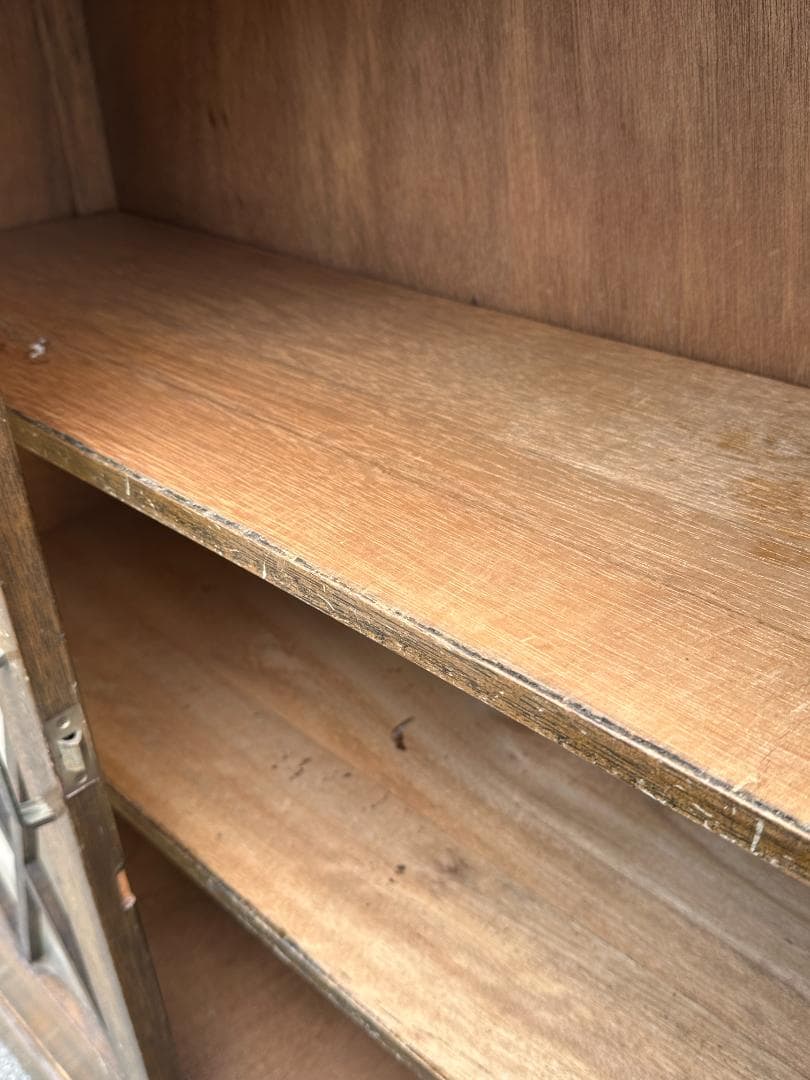 アンティーク 木製 ガラス戸棚 本棚 ブラウン インテリア ビンテージ 古家具