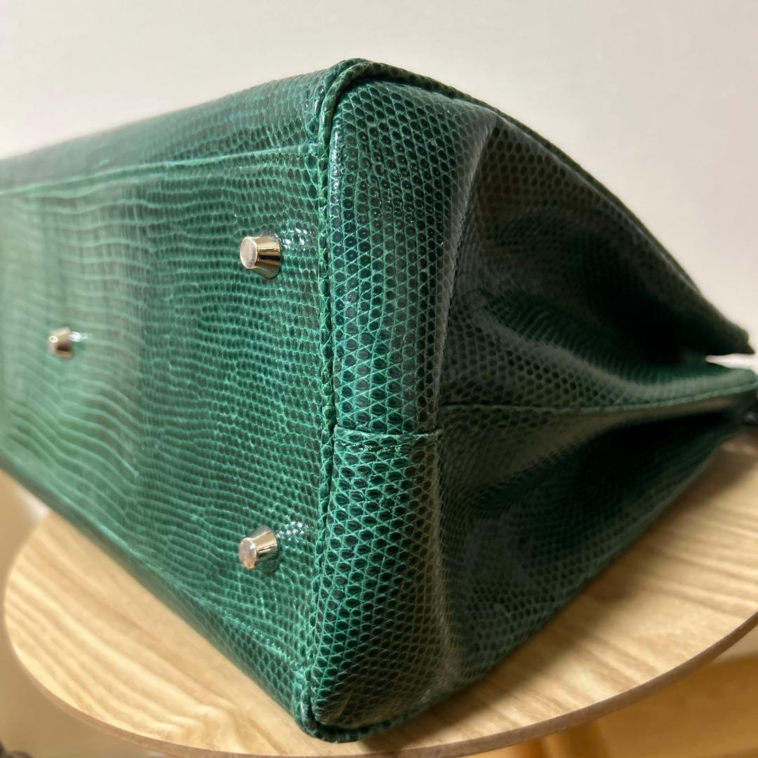 リザード　バッグ　緑