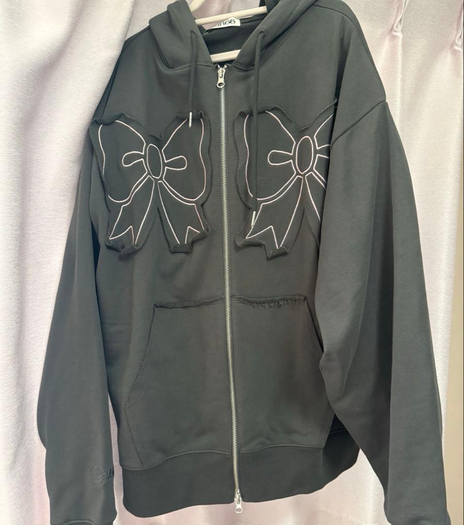 YOUHEE パーカー RIBBON HOOD ZIP-UP