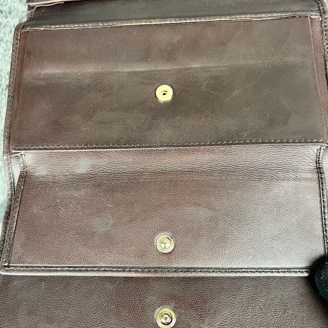 GUCCI GG シマ レザー 長財布 ダークブラウン