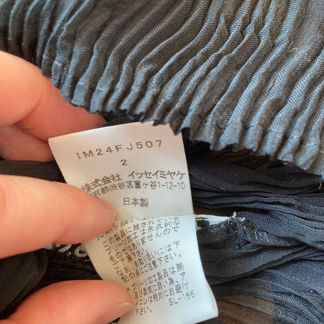 ISSEY MIYAKE 黒のプリーツ加工長袖トップス