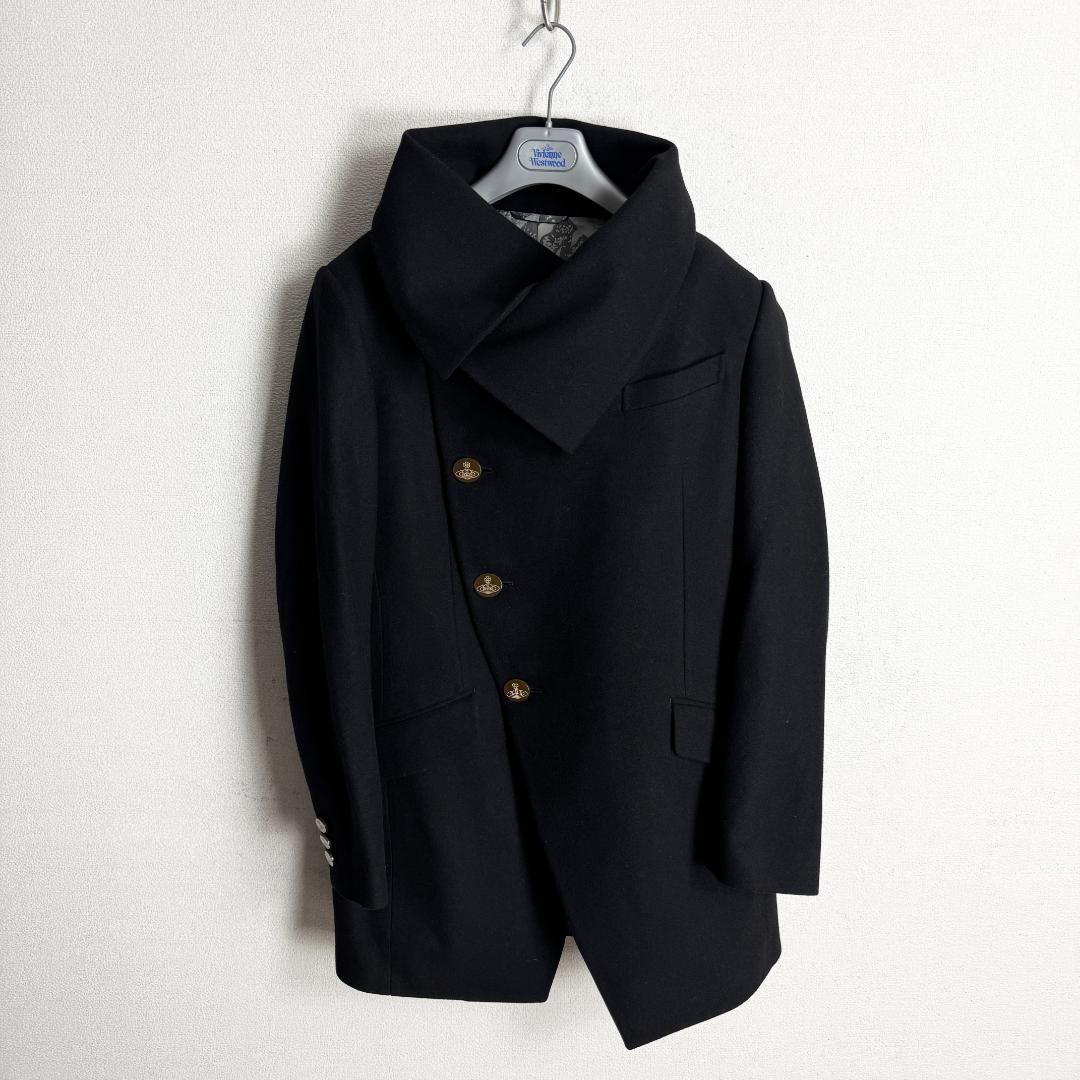 【極美品☆高級モデル☆上品ブラック】ヴィヴィアン ミントカラー ウールコート