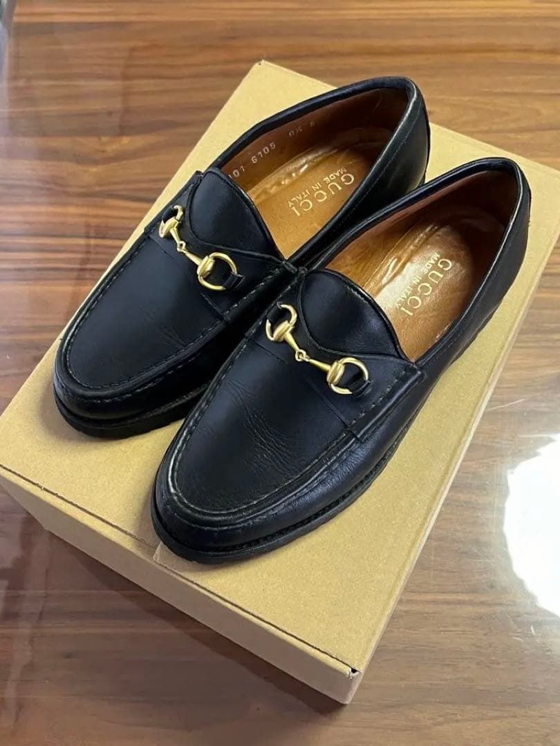 【状態良】24cm GUCCI ブラック ローファー